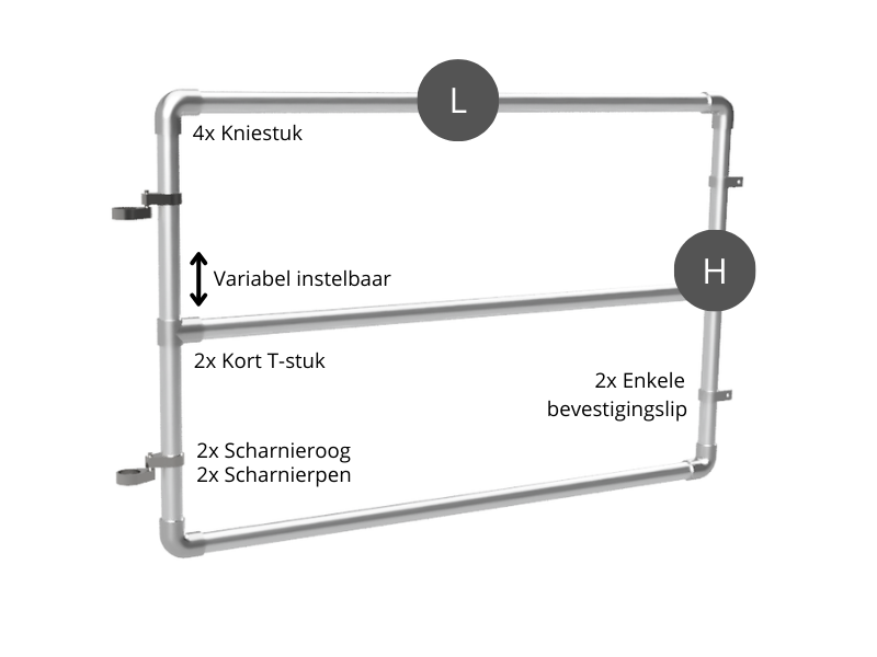 Buizen hekwerk poort met 2 tussenliggers buis Ø 48,3 mm